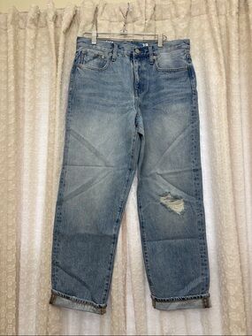 J. Crew Women's Boyfriend Jeans in Light Blue Distressed Wash